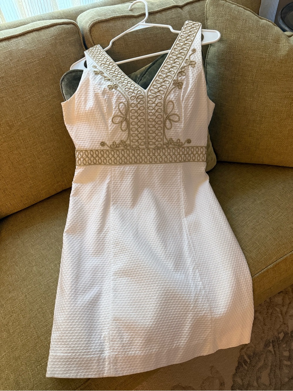 Lilly Pulitzer White Mini Dress with Gold Trim